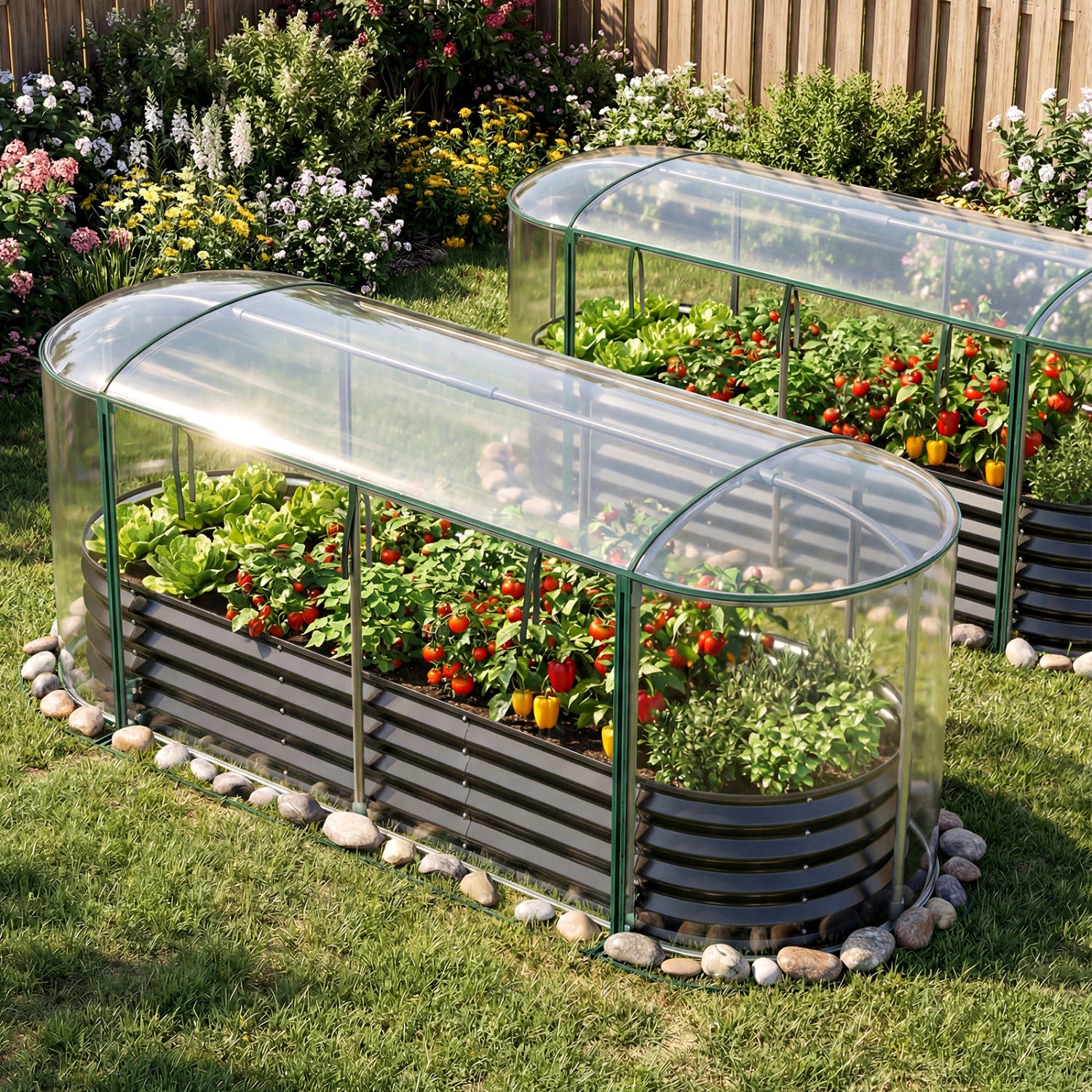 Steel Raised Garden Bed With Greenhouse Cover, Black Raised Garden Beds at Gallery Canada