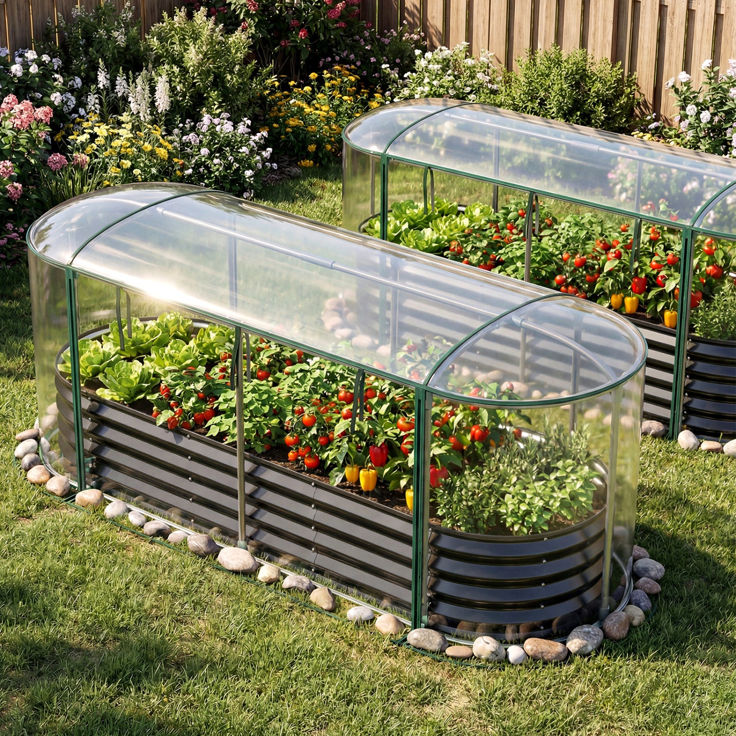 Steel Raised Garden Bed With Greenhouse Cover, Black Raised Garden Beds at Gallery Canada