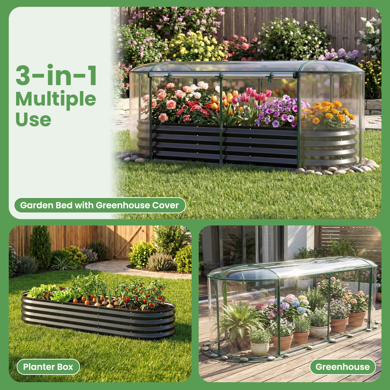 Steel Raised Garden Bed With Greenhouse Cover, Black Raised Garden Beds at Gallery Canada