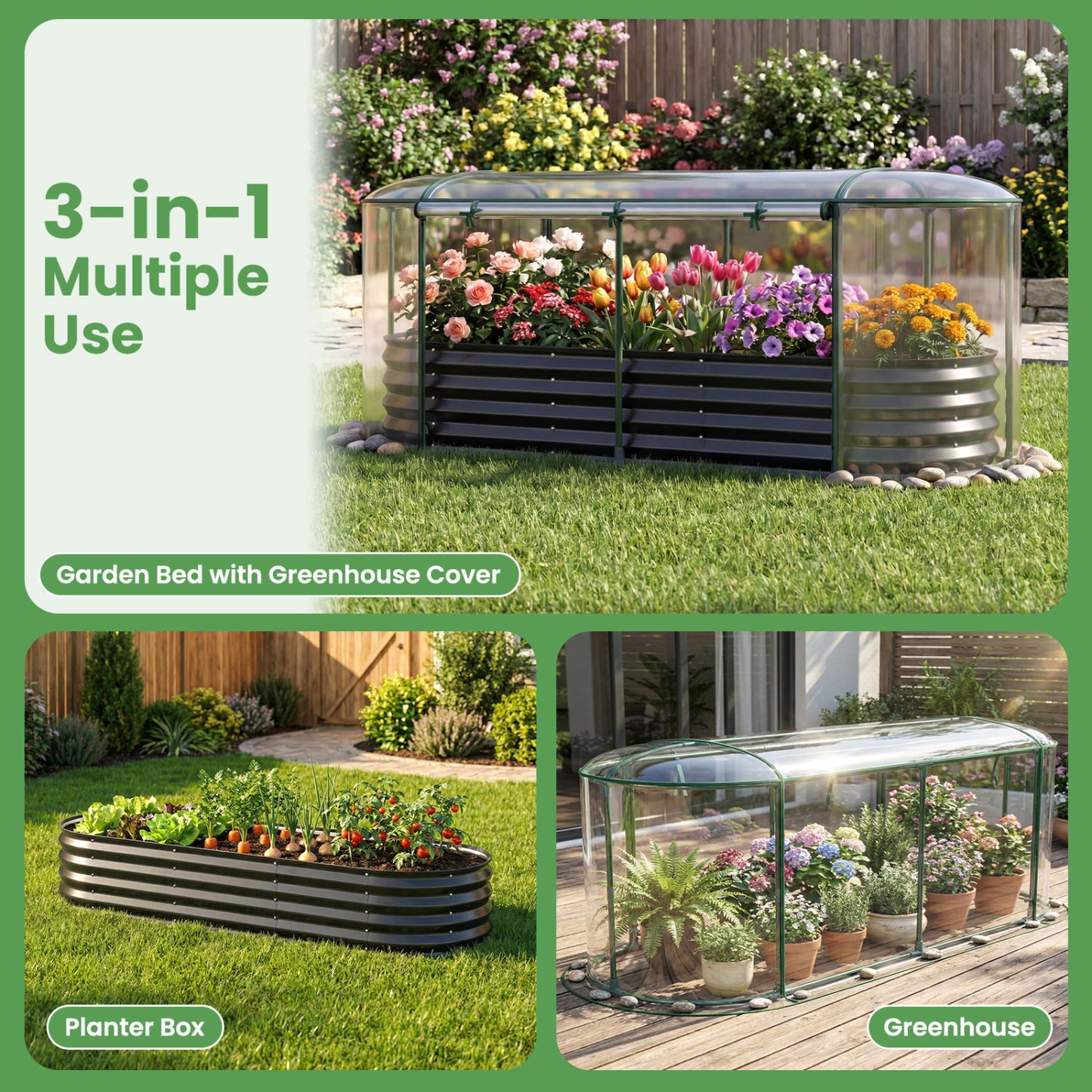 Steel Raised Garden Bed With Greenhouse Cover, Black Raised Garden Beds at Gallery Canada