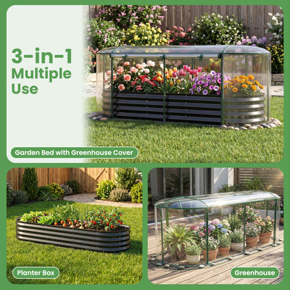 Steel Raised Garden Bed With Greenhouse Cover, Black Raised Garden Beds at Gallery Canada