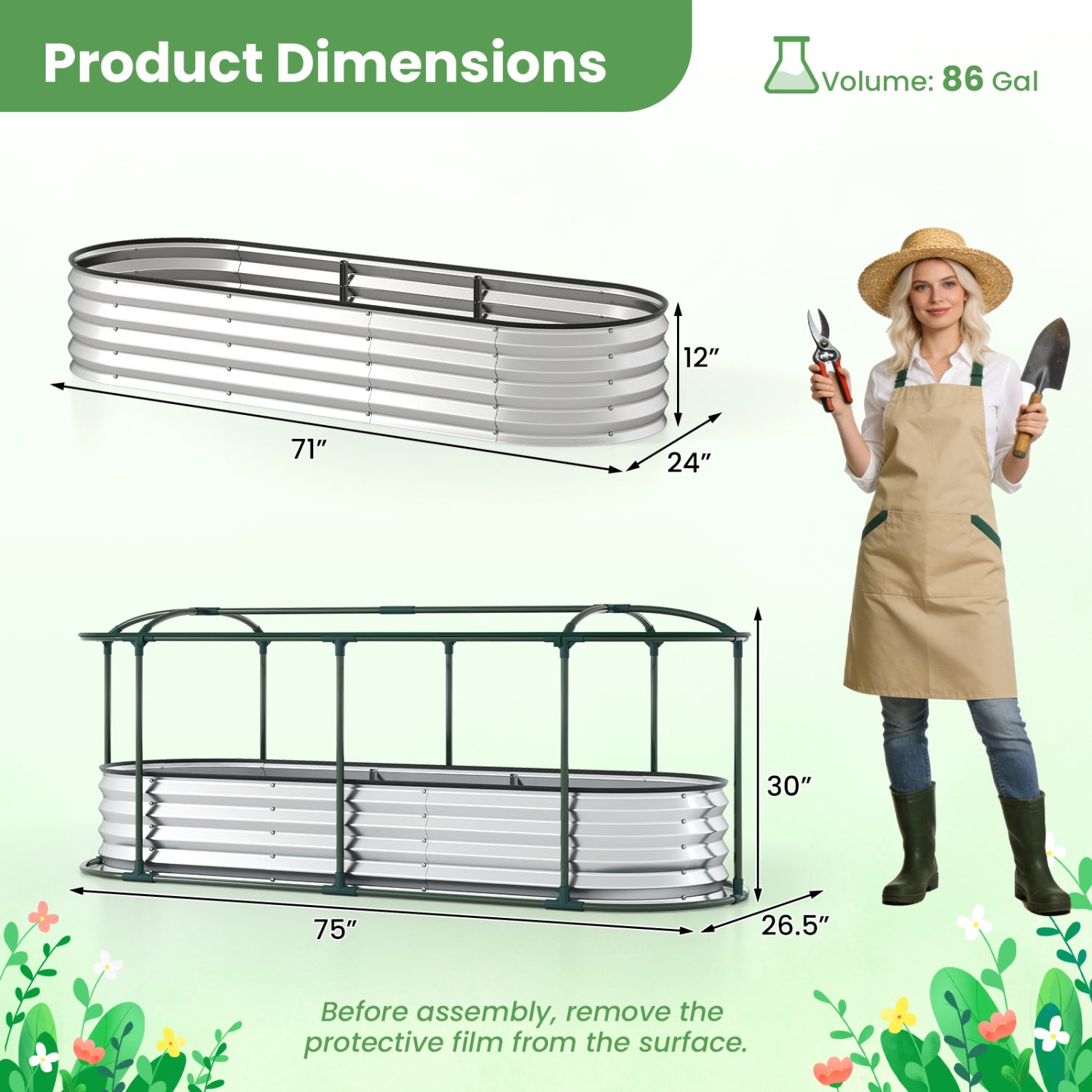 Steel Raised Garden Bed With Greenhouse Cover, Silver Raised Garden Beds at Gallery Canada