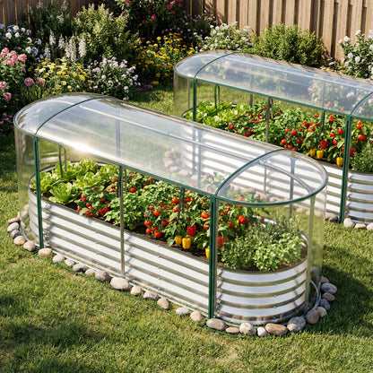 Steel Raised Garden Bed With Greenhouse Cover, Silver Raised Garden Beds at Gallery Canada