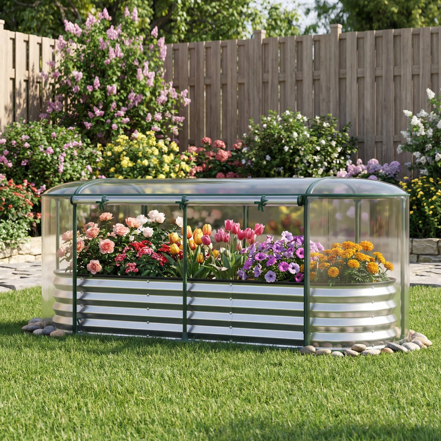 Steel Raised Garden Bed With Greenhouse Cover, Silver Raised Garden Beds at Gallery Canada