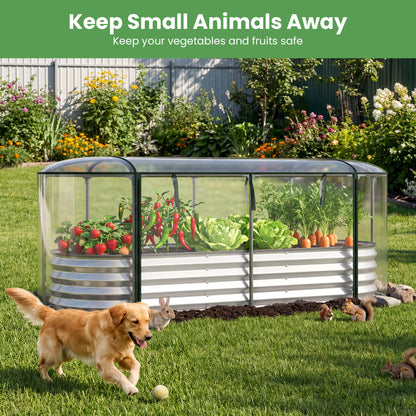 Steel Raised Garden Bed With Greenhouse Cover, Silver Raised Garden Beds at Gallery Canada