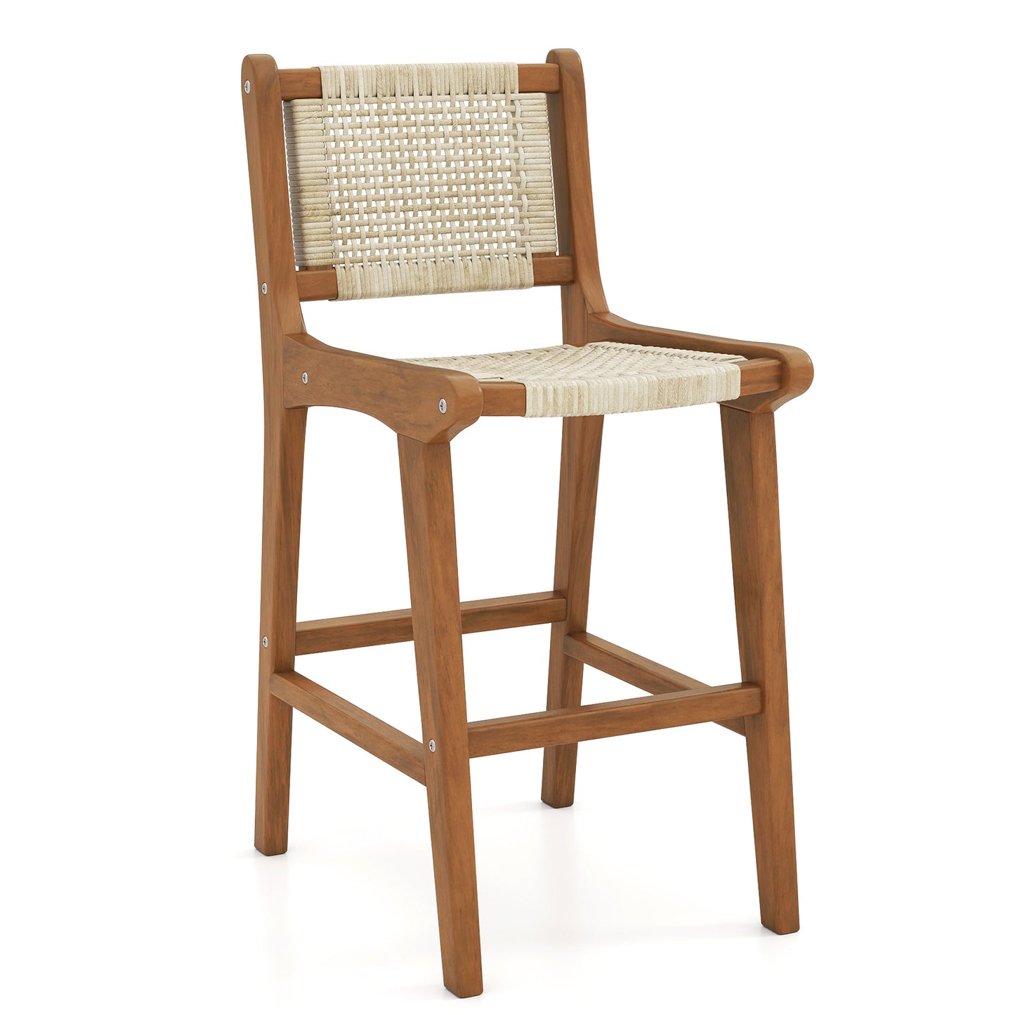 Outdoor Counter Height Bar Stool with Teak Wood Frame Patio Dining Chairs at Gallery Canada