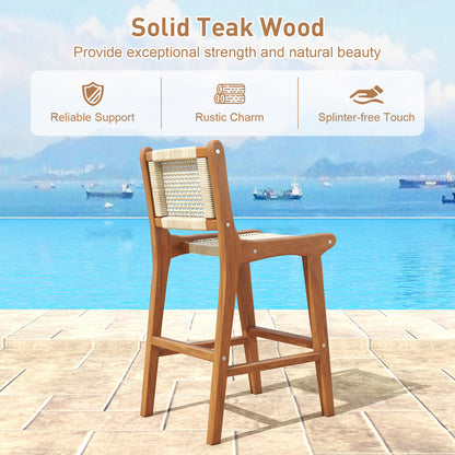 Outdoor Counter Height Bar Stool with Teak Wood Frame Patio Dining Chairs at Gallery Canada