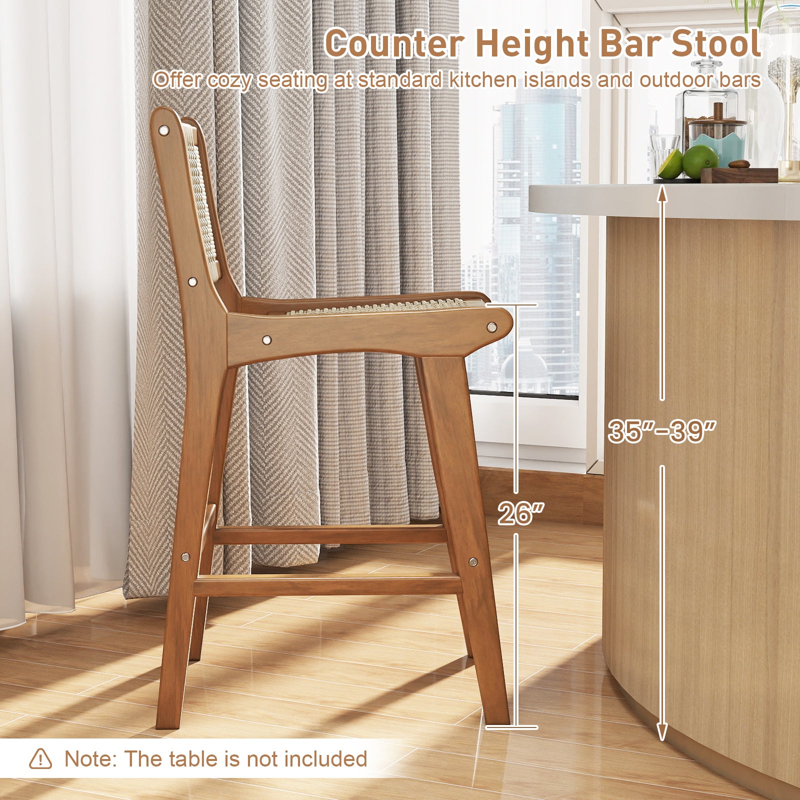 Outdoor Counter Height Bar Stool with Teak Wood Frame Patio Dining Chairs at Gallery Canada