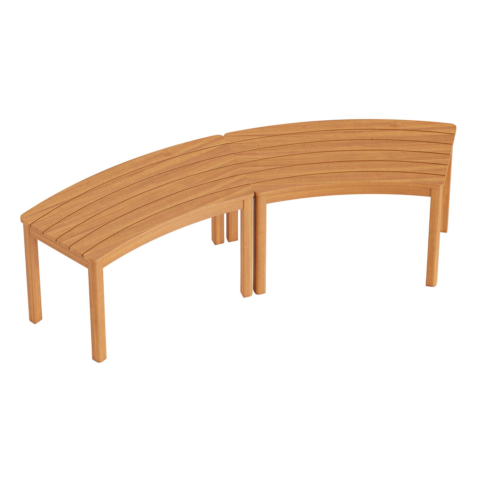 Outdoor Curved Acacia Wood Bench Set of 2/3/4 for Front Porch-2, Natural Outdoor Benches at Gallery Canada