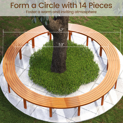 Outdoor Curved Acacia Wood Bench Set of 2/3/4 for Front Porch-4, Natural Outdoor Benches at Gallery Canada