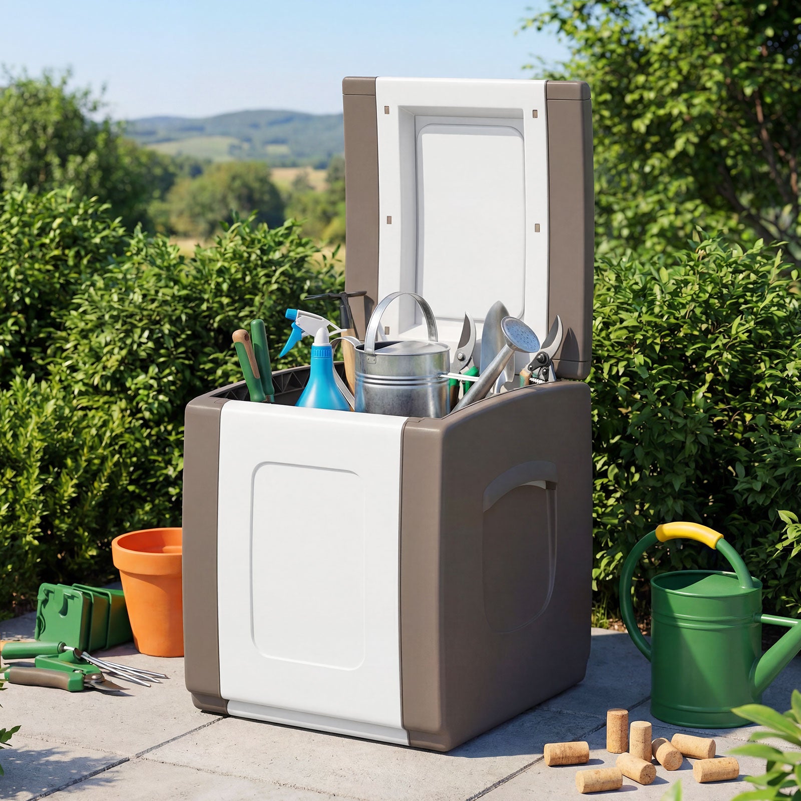 Outdoor Deck Box With Lid, Beige Garden Tools at Gallery Canada
