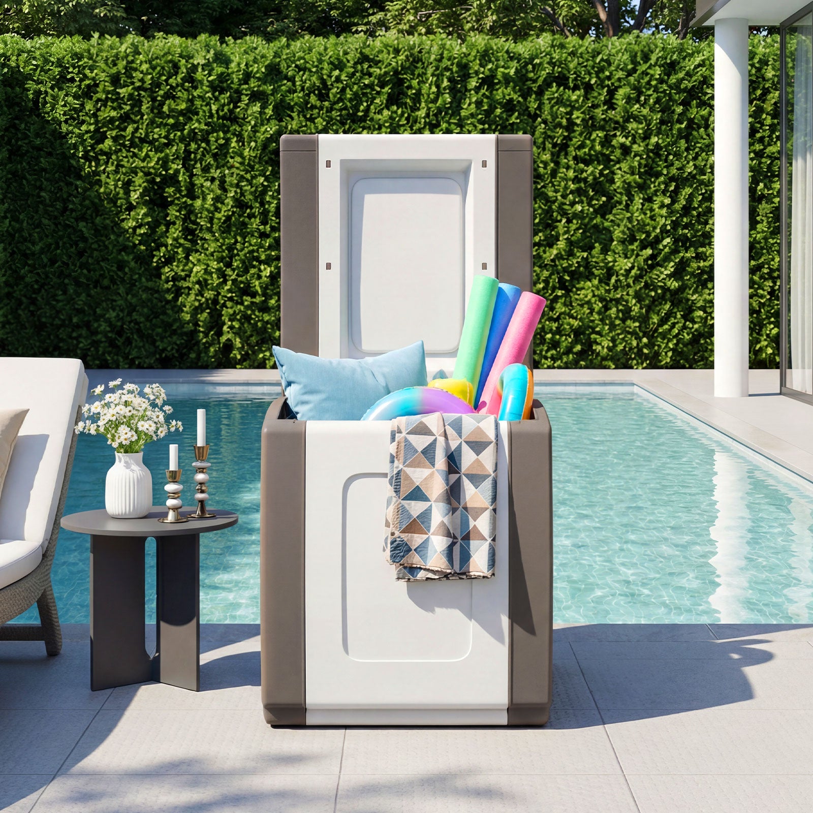 Outdoor Deck Box With Lid, Beige Garden Tools at Gallery Canada