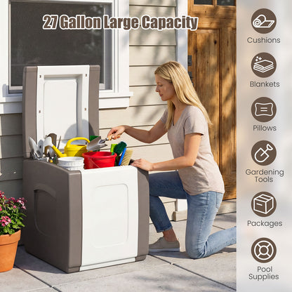Outdoor Deck Box With Lid, Beige Garden Tools at Gallery Canada