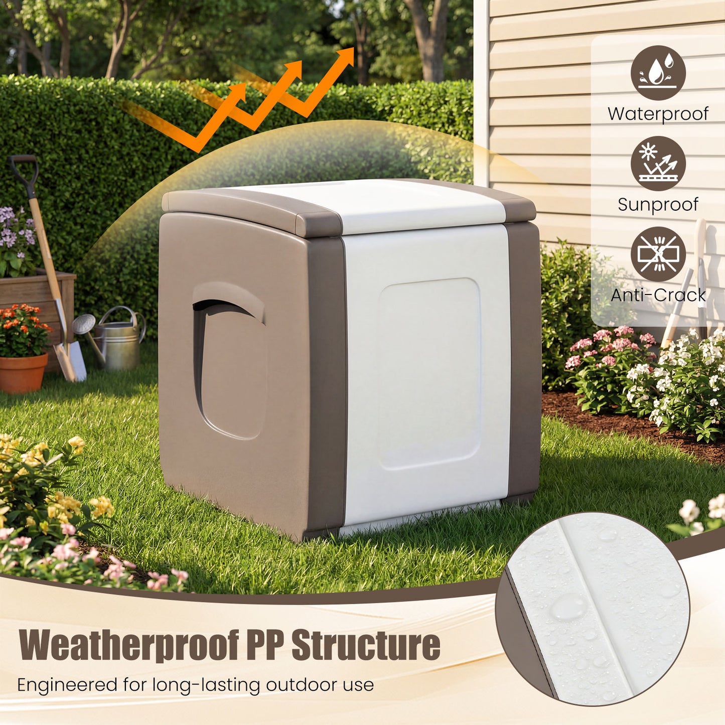 Outdoor Deck Box With Lid, Beige Garden Tools at Gallery Canada