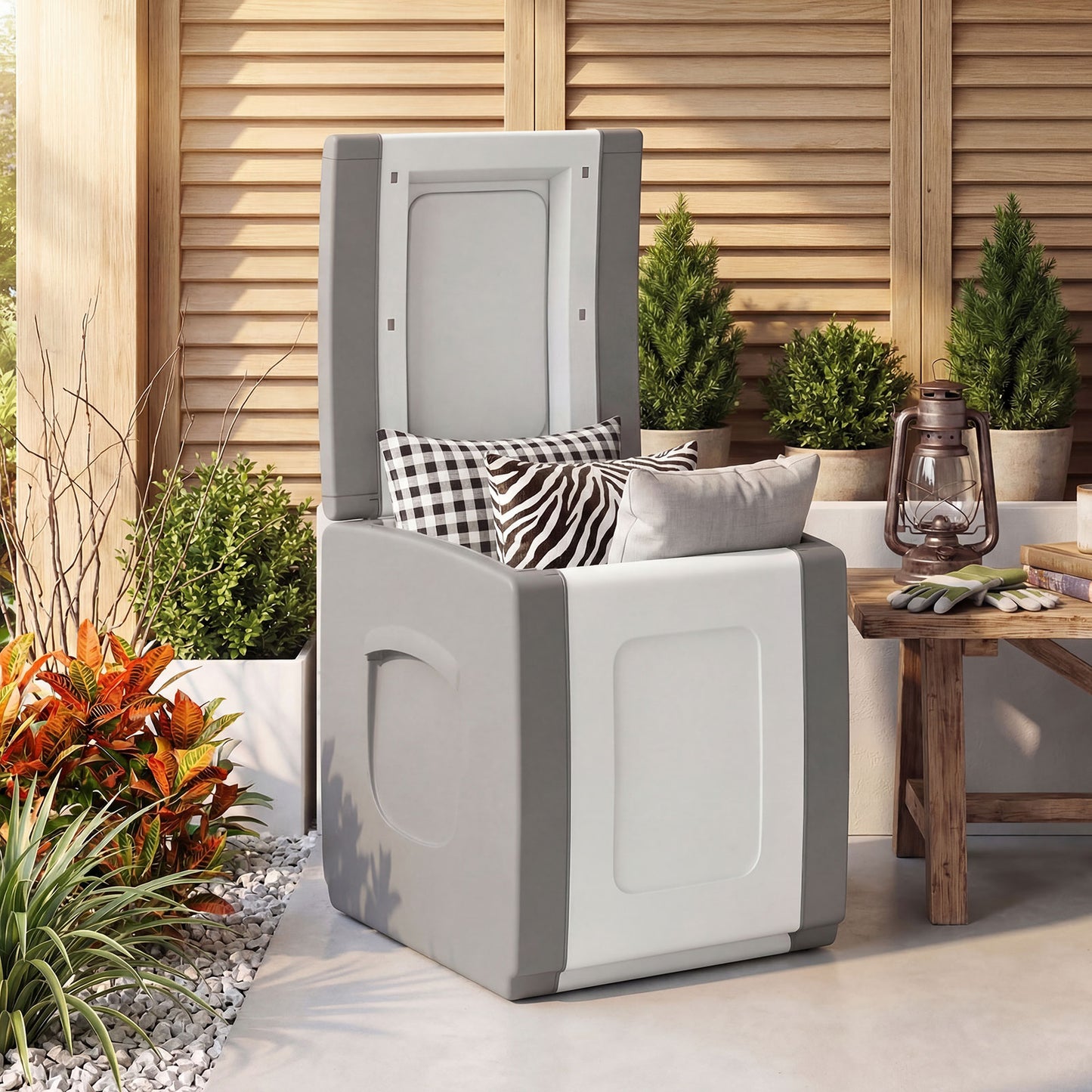Outdoor Deck Box With Lid, Gray Garden Tools at Gallery Canada