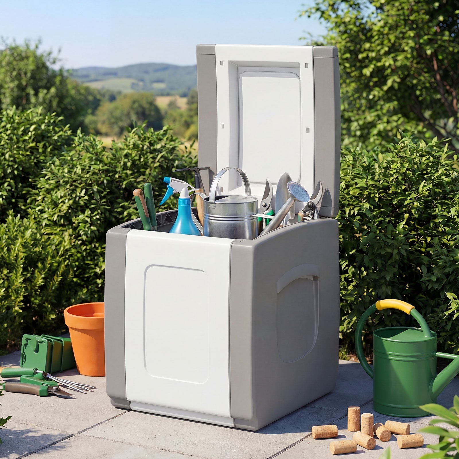 Outdoor Deck Box With Lid, Gray Garden Tools at Gallery Canada