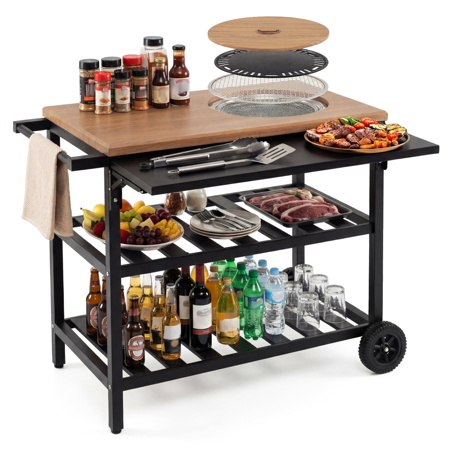 Outdoor Dining Cart with BBQ Grill and Folding Side Panel Outdoor Grills at Gallery Canada