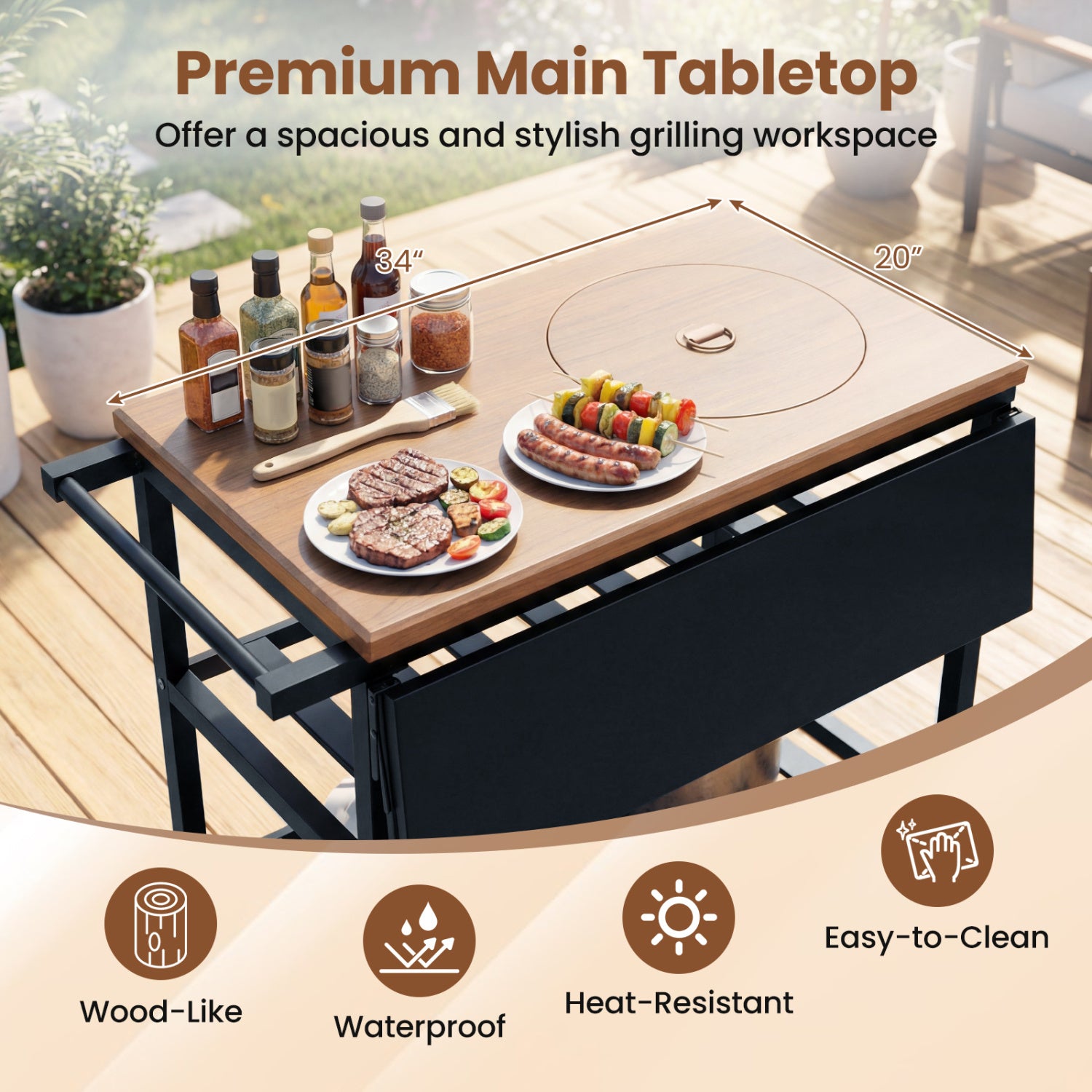 Outdoor Dining Cart with BBQ Grill and Folding Side Panel Outdoor Grills at Gallery Canada