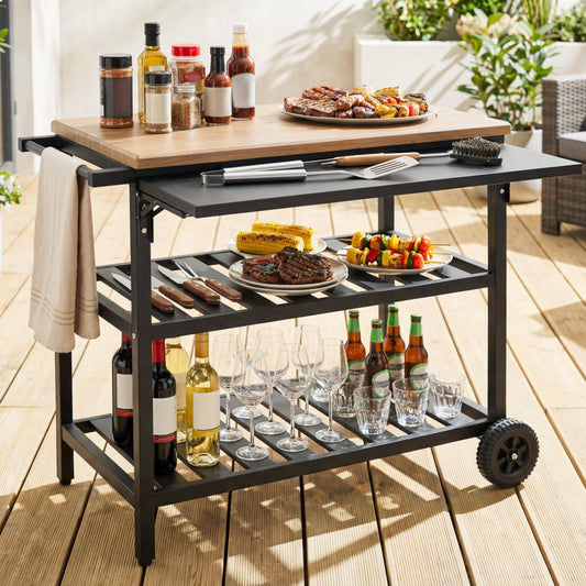 Outdoor Dining Cart with BBQ Grill and Folding Side Panel Outdoor Grills Options at Gallery Canada