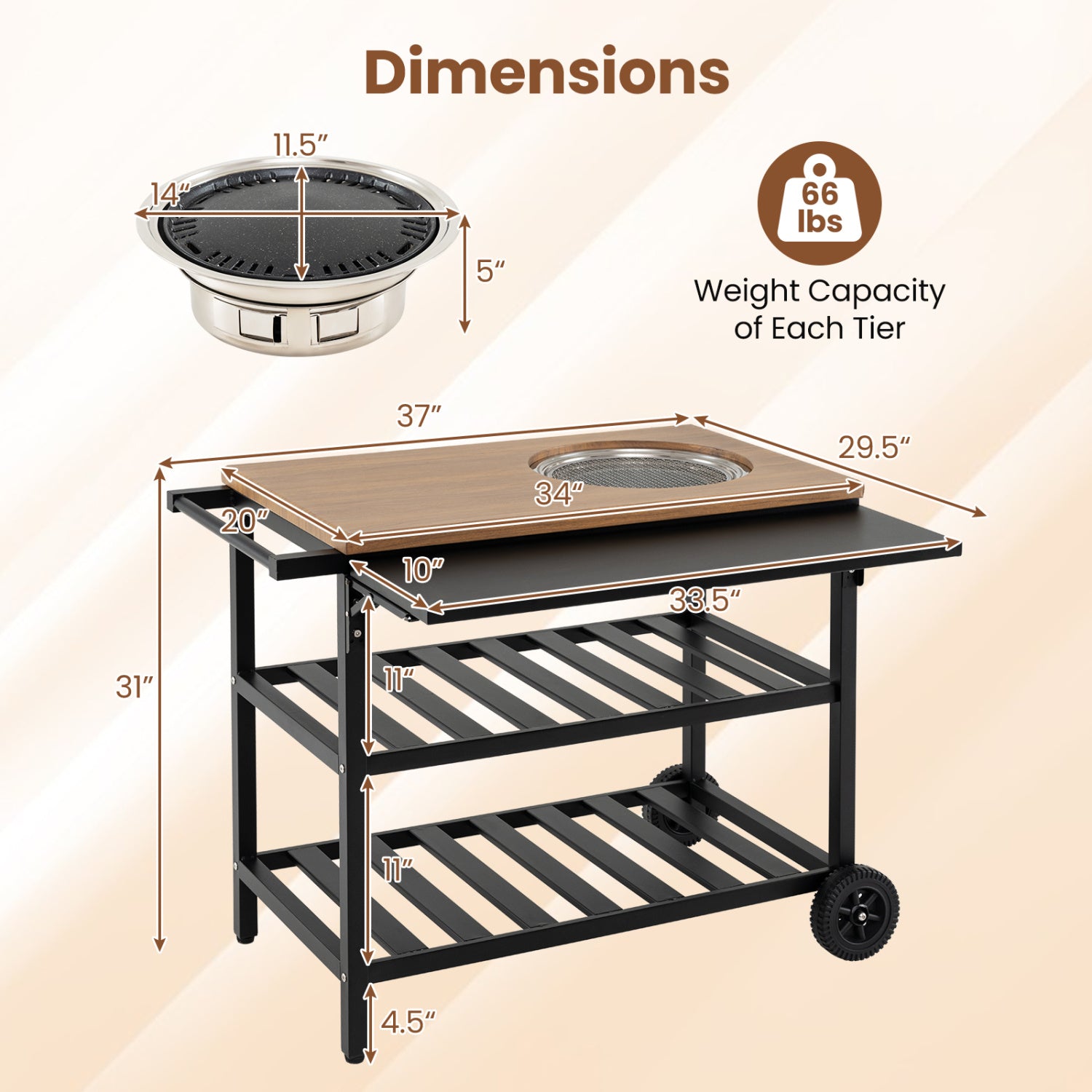 Outdoor Dining Cart with BBQ Grill and Folding Side Panel Outdoor Grills at Gallery Canada