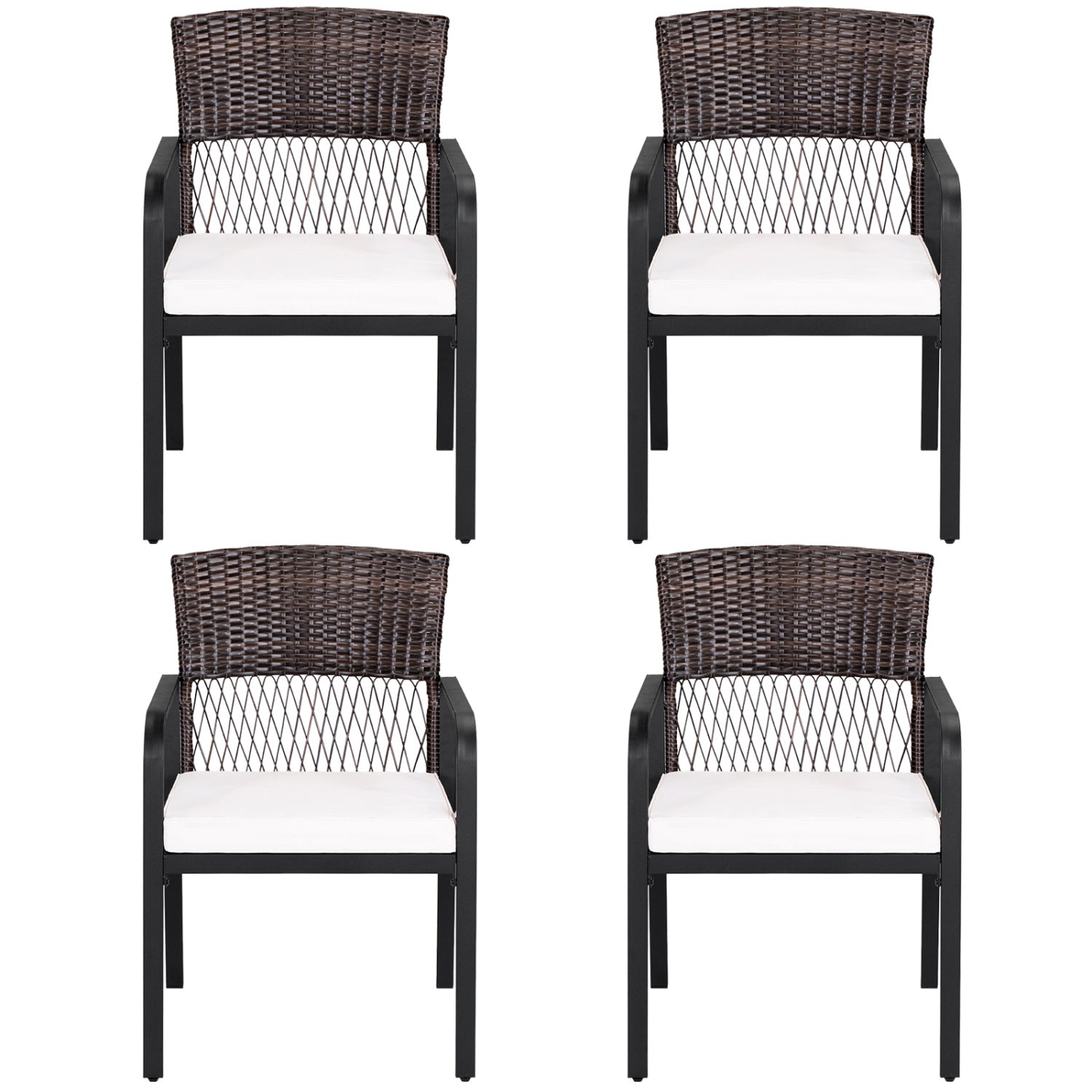 Outdoor Dining Chairs Set of 4 with Padded Cushion and Adjustable Feet for Patio, Beige Patio Dining Chairs Beige at Gallery Canada