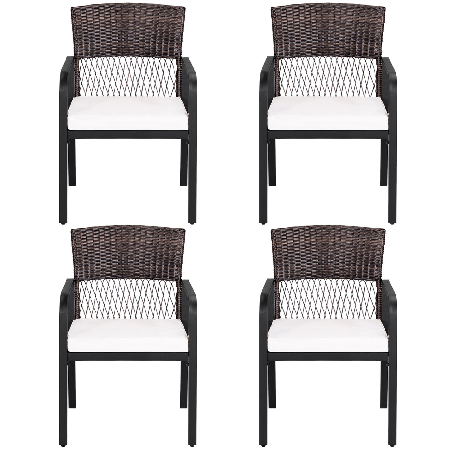 Outdoor Dining Chairs Set of 4 with Padded Cushion and Adjustable Feet for Patio, Beige Patio Dining Chairs Beige at Gallery Canada