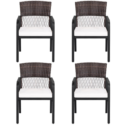 Outdoor Dining Chairs Set of 4 with Padded Cushion and Adjustable Feet for Patio, Beige Patio Dining Chairs Beige at Gallery Canada