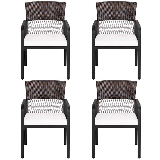 Outdoor Dining Chairs Set of 4 with Padded Cushion and Adjustable Feet for Patio, Beige Patio Dining Chairs Beige at Gallery Canada