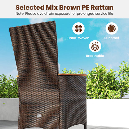 Outdoor Dining Set for 6 Patio Wicker Armchairs and Acacia Wood Table