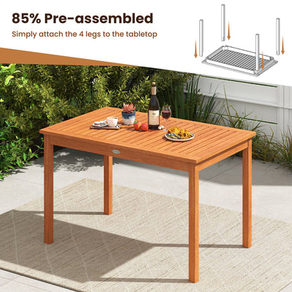 Outdoor Dining Table for 4-6 People 48 Inches Wood Rectangular Patio Table, Natural Patio Dining Tables at Gallery Canada