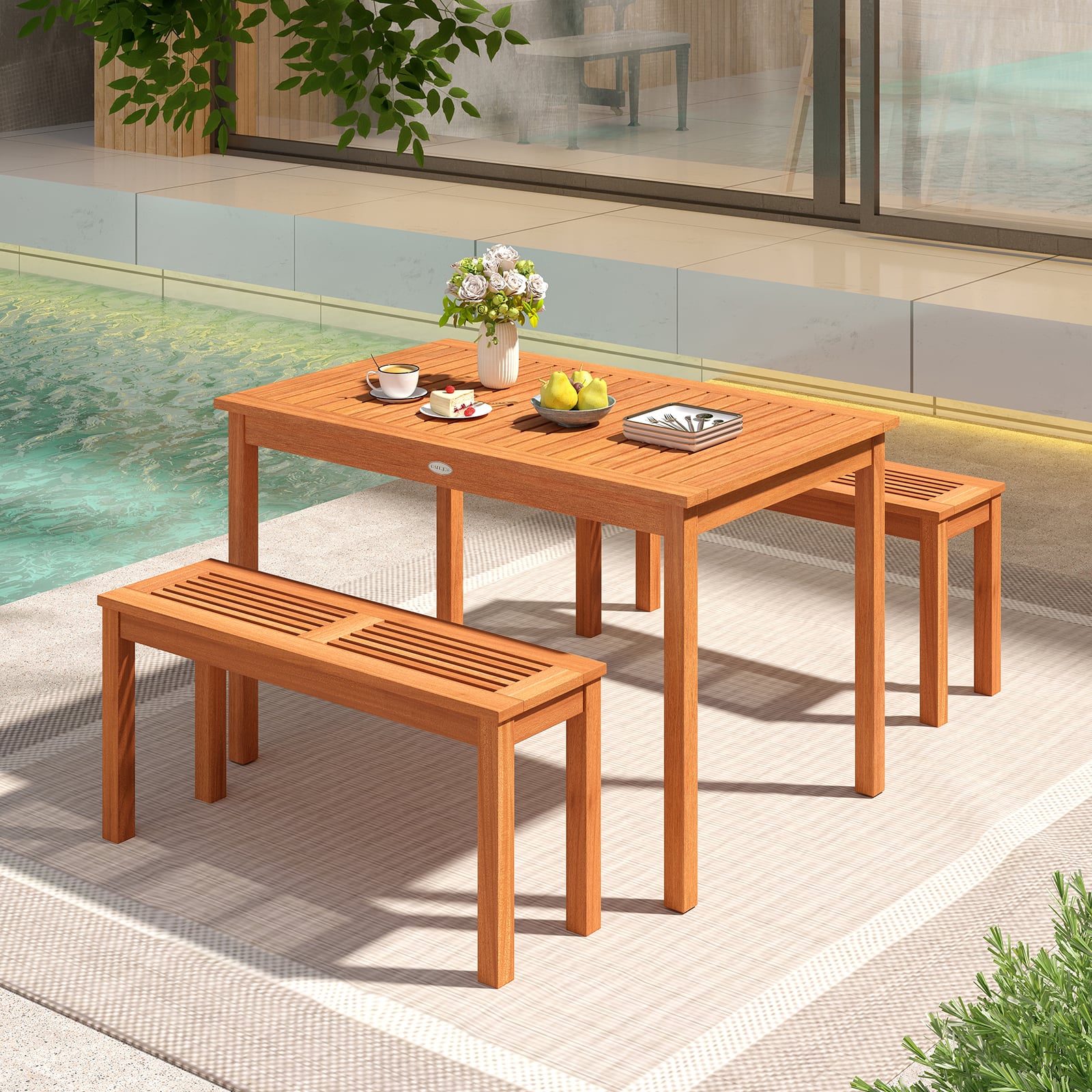 Outdoor Dining Table For 4-6 People, 48 Inches, Natural Patio Dining Tables at Gallery Canada
