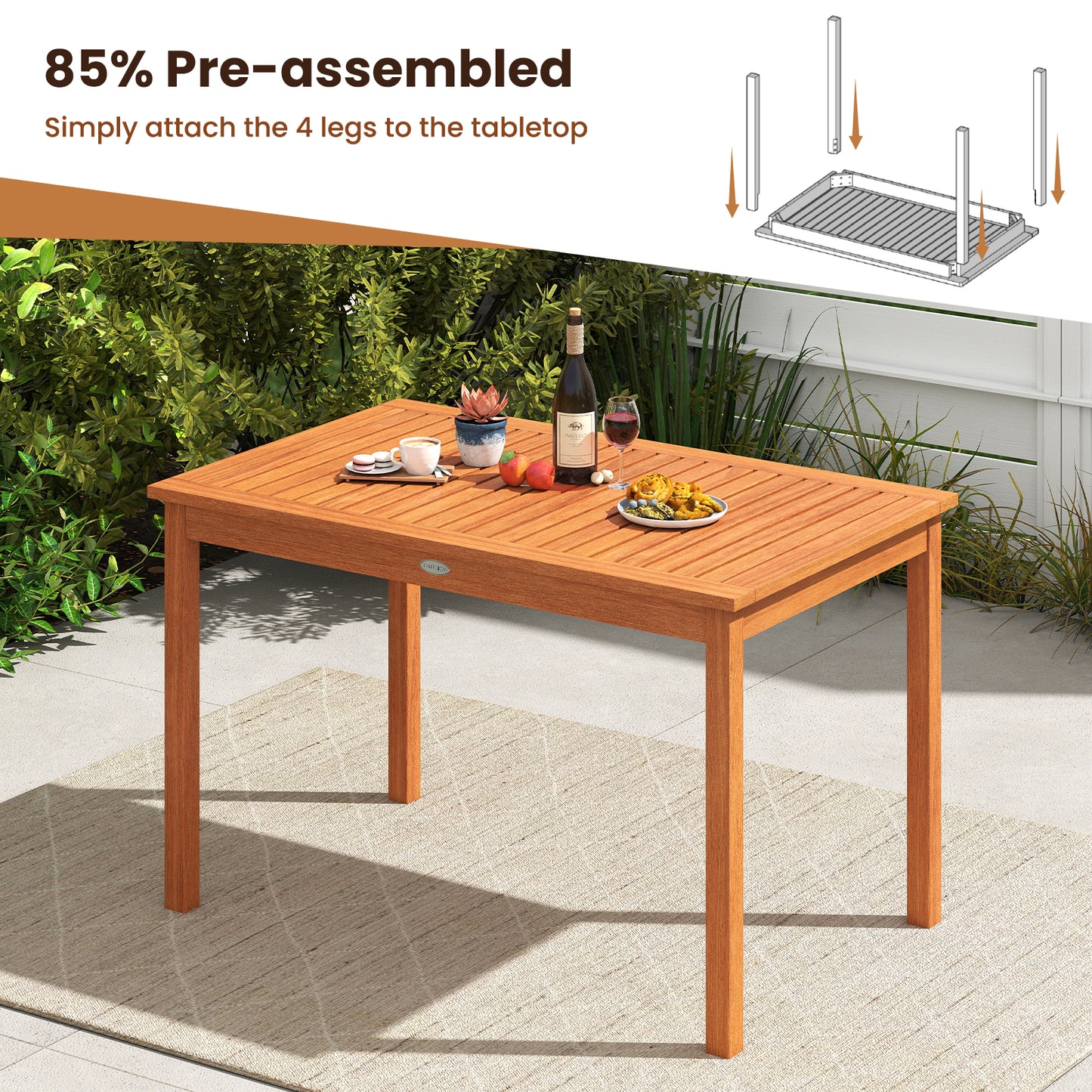 Outdoor Dining Table For 4-6 People, 48 Inches, Natural Patio Dining Tables at Gallery Canada