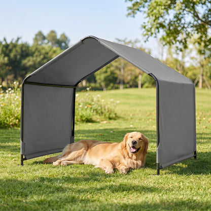 Abri d'ombre pour chien, toit imperméable, piquets de sol, gris
