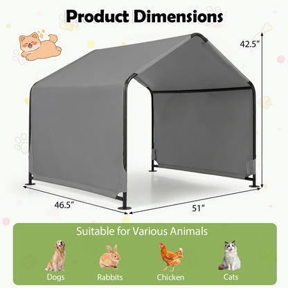 Abri d'ombre pour chien, toit imperméable, piquets de sol, gris