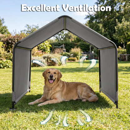Abri d'ombre pour chien, toit imperméable, piquets de sol, gris