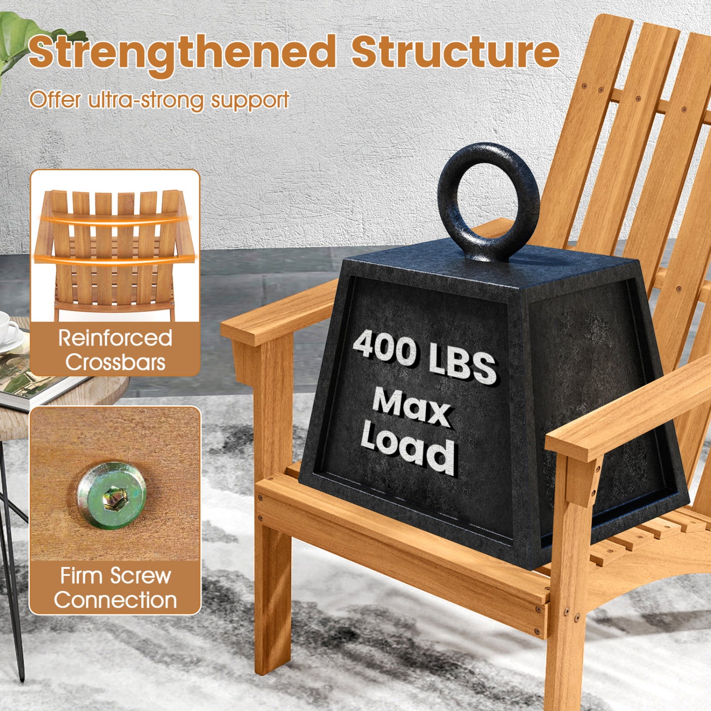 Acacia Wood Adirondack Lounge Armchair, Outdoor Patio, Natural Adirondack Chairs at Gallery Canada