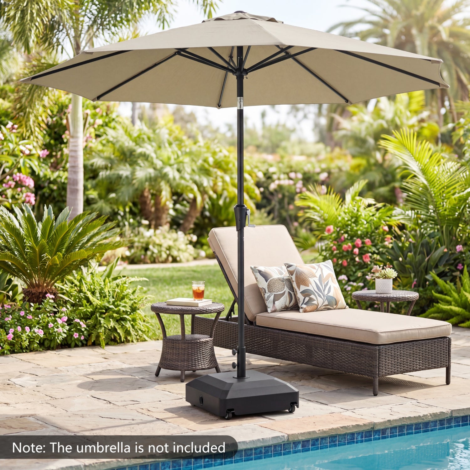 Outdoor Fillable Umbrella Base with Wheels Water Sand Weighted Umbrella Stand, Black Outdoor Umbrella Bases at Gallery Canada