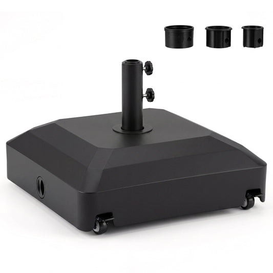 Outdoor Fillable Umbrella Base with Wheels Water Sand Weighted Umbrella Stand, Black Outdoor Umbrella Bases Black at Gallery Canada