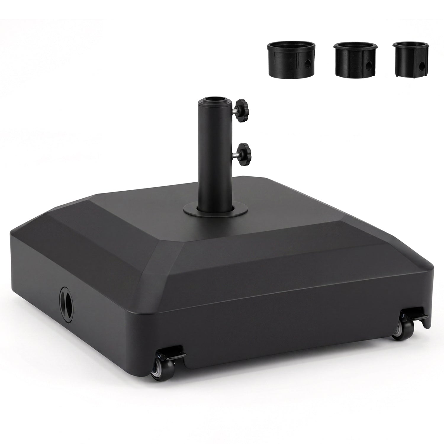 Outdoor Fillable Umbrella Base with Wheels Water Sand Weighted Umbrella Stand, Black Outdoor Umbrella Bases Black at Gallery Canada