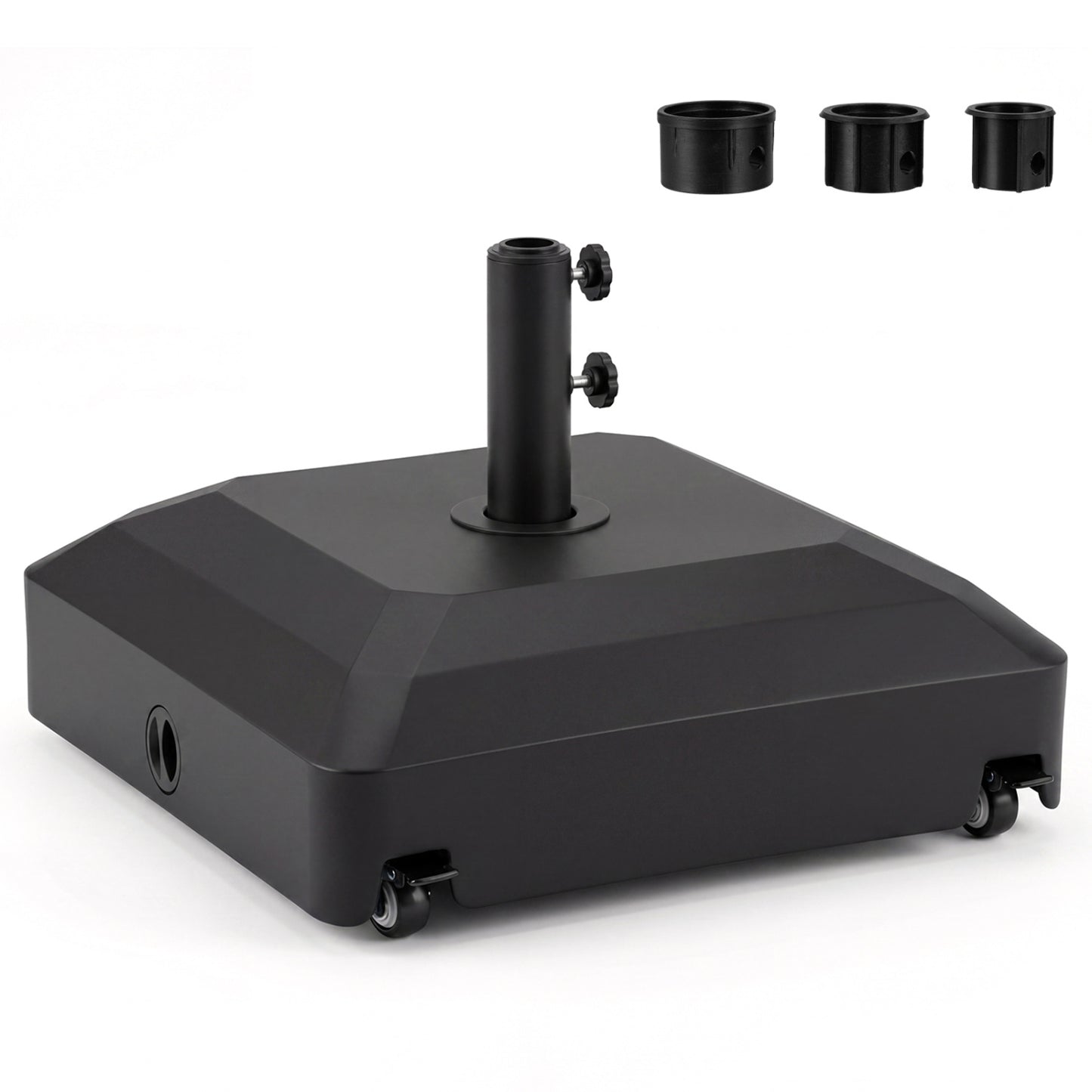 Outdoor Fillable Umbrella Base with Wheels Water Sand Weighted Umbrella Stand, Black Outdoor Umbrella Bases Black at Gallery Canada