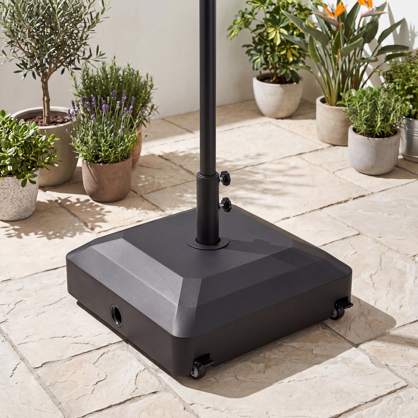 Outdoor Fillable Umbrella Base with Wheels Water Sand Weighted Umbrella Stand, Black Outdoor Umbrella Bases at Gallery Canada
