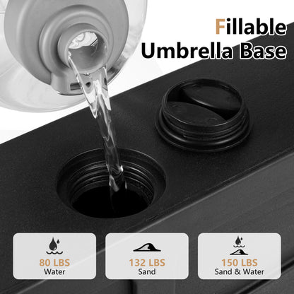 Outdoor Fillable Umbrella Base with Wheels Water Sand Weighted Umbrella Stand, Black Outdoor Umbrella Bases at Gallery Canada