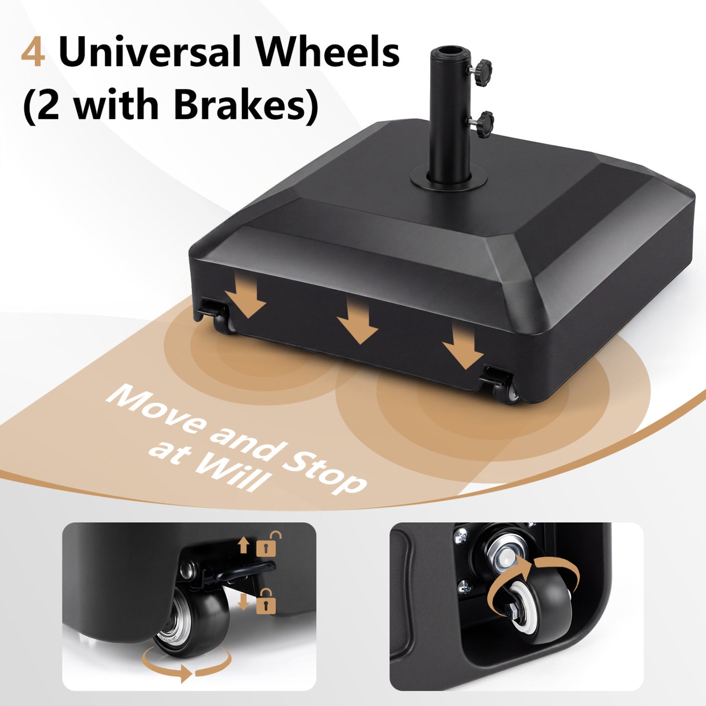 Outdoor Fillable Umbrella Base with Wheels Water Sand Weighted Umbrella Stand, Black Outdoor Umbrella Bases at Gallery Canada