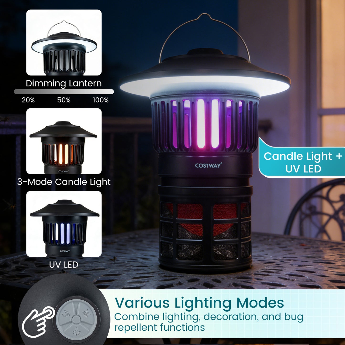 Rechargeable Electric Bug Catcher, Outdoor Fly Trap With Light, Black Camping at Gallery Canada