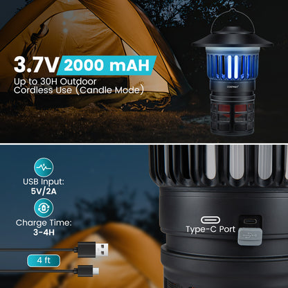 Rechargeable Electric Bug Catcher, Outdoor Fly Trap With Light, Black Camping at Gallery Canada