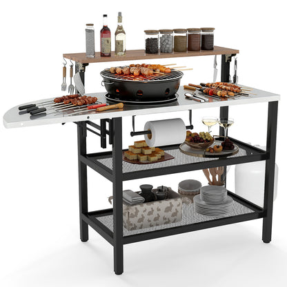 Outdoor Foldable Grill Table with Flip-Up Top and 2 Storage Shelves for Backyard Garden Camping Furniture Options at Gallery Canada