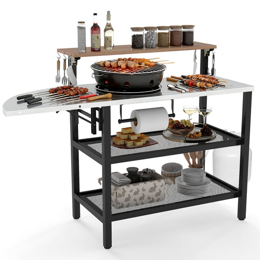 Outdoor Foldable Grill Table with Flip-Up Top and 2 Storage Shelves for Backyard Garden Camping Furniture Options at Gallery Canada