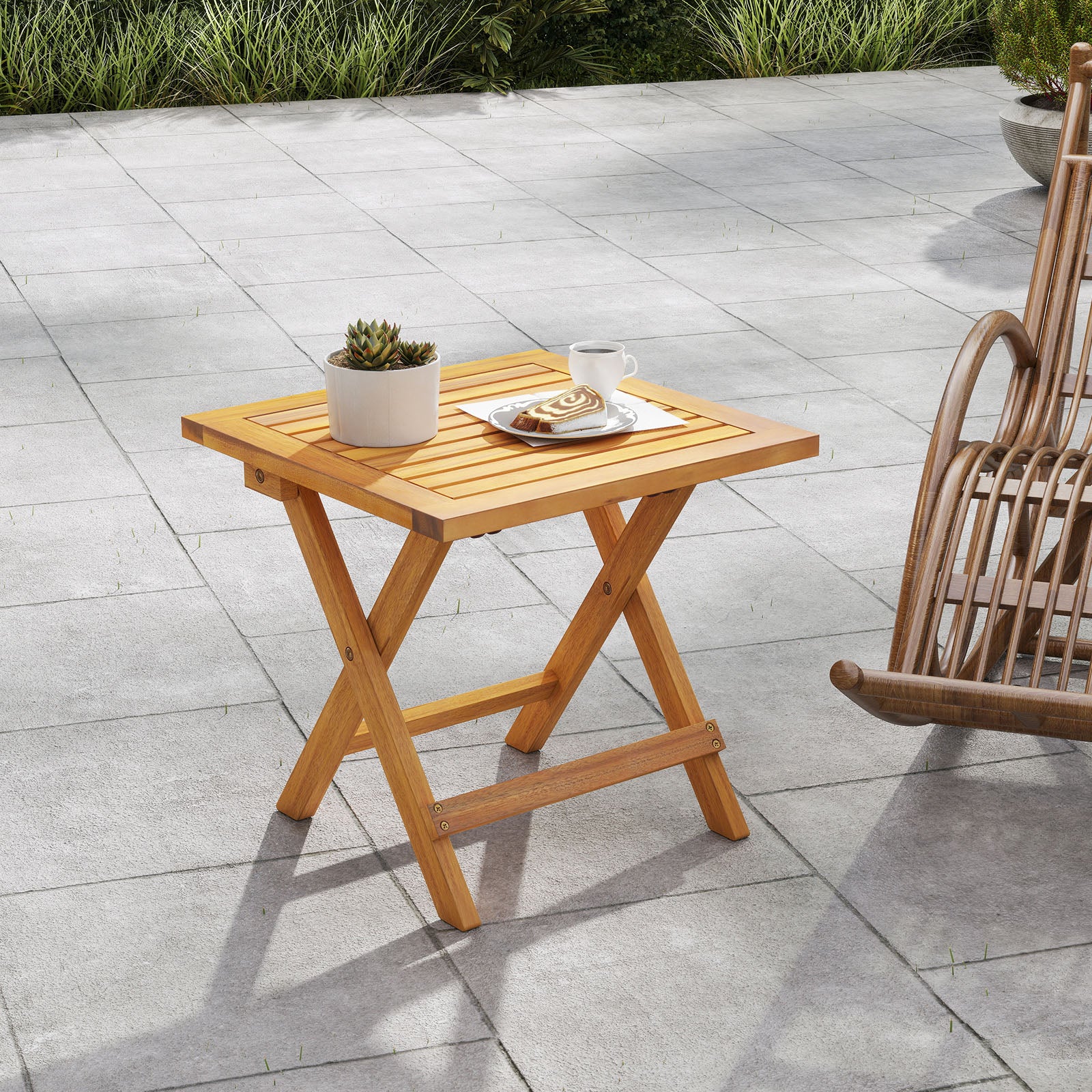 Outdoor Folding Side Table for Small Space and Garden-1 Patio Coffee Tables at Gallery Canada