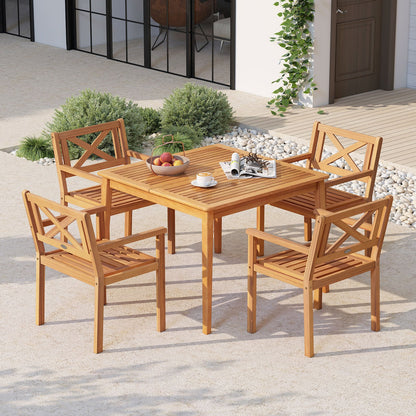Acacia Wood Patio Dining Chairs, Set of 4, Outdoor Garden Patio Dining Chairs at Gallery Canada