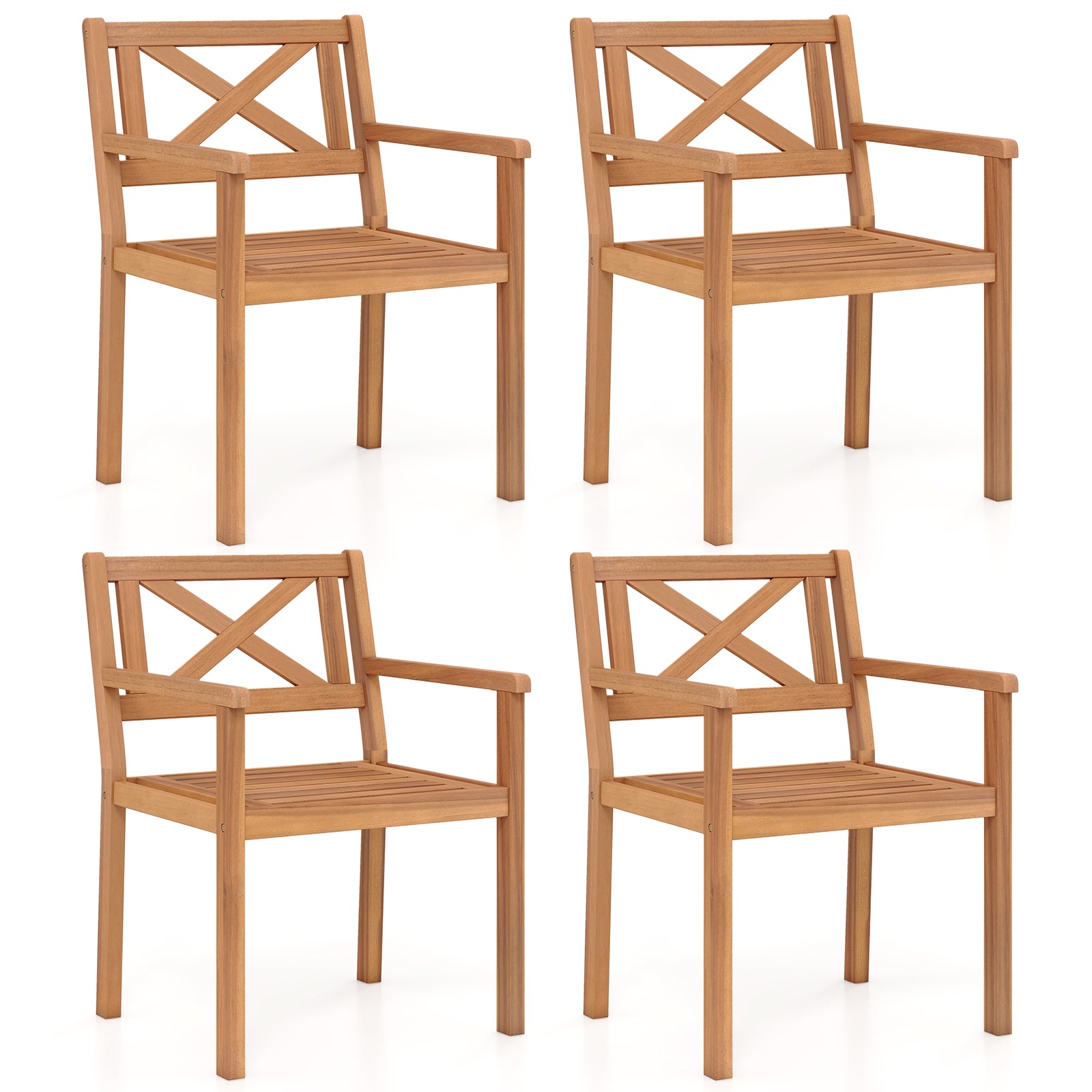 Acacia Wood Patio Dining Chairs, Set of 4, Outdoor Garden Patio Dining Chairs Options at Gallery Canada